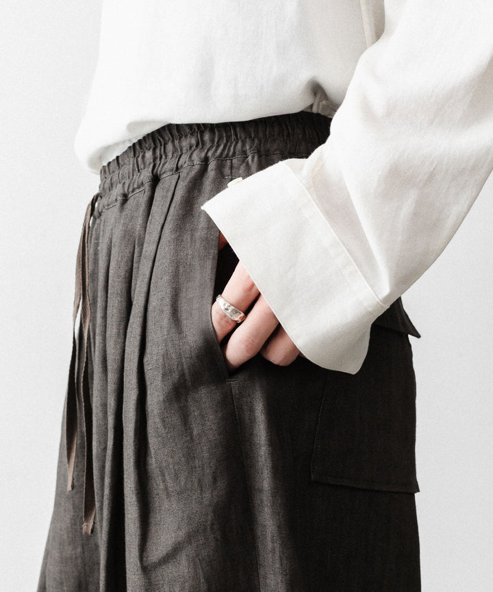 nakedgauge(ネイキッドゲージ)のSUMI LINEN WIDE EASY CARGO PANTS - CHARCOAL GRAYの公式通販サイトsession福岡セレクトショップ
