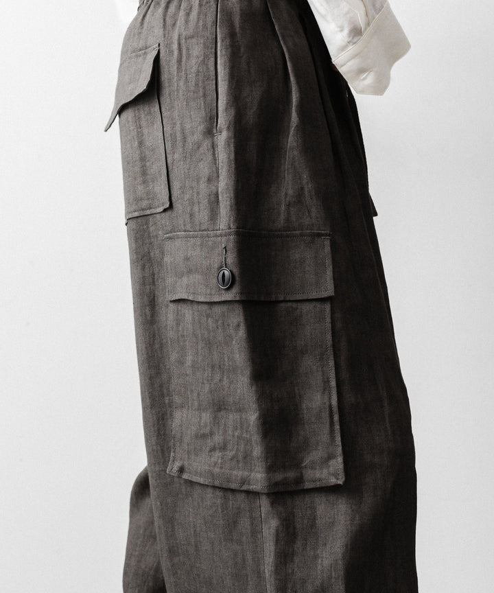 nakedgauge(ネイキッドゲージ)のSUMI LINEN WIDE EASY CARGO PANTS - CHARCOAL GRAYの公式通販サイトsession福岡セレクトショップ