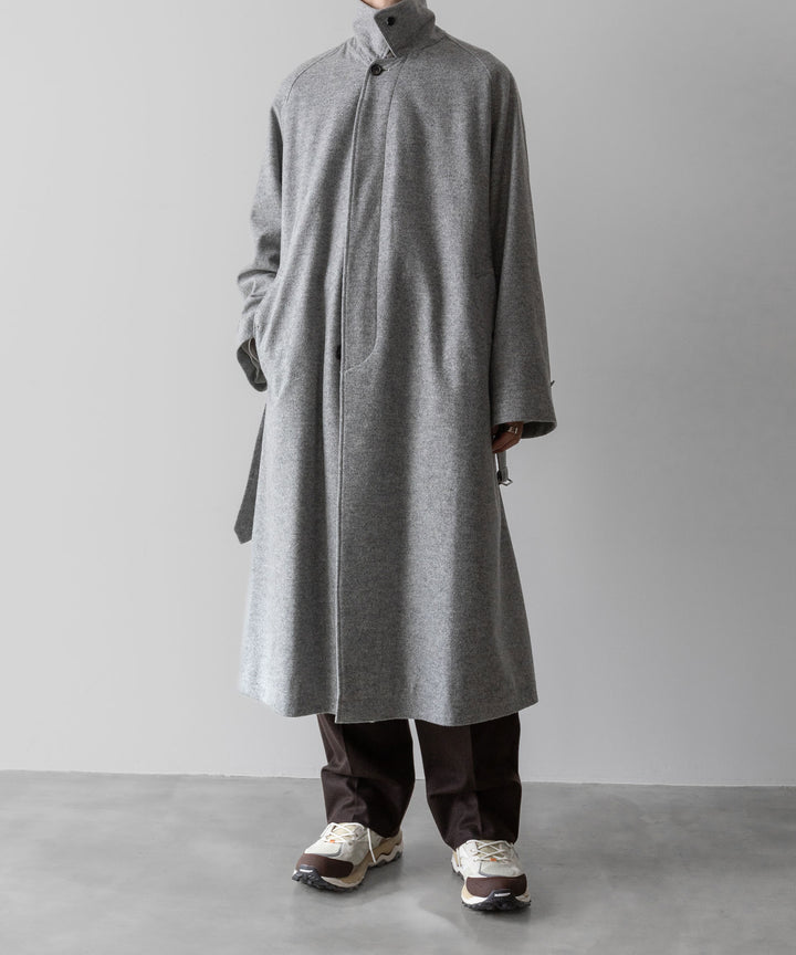 【INTÉRIM】CASHMERE DRAP HYPER BIG BELTED OVER COAT - GRAY