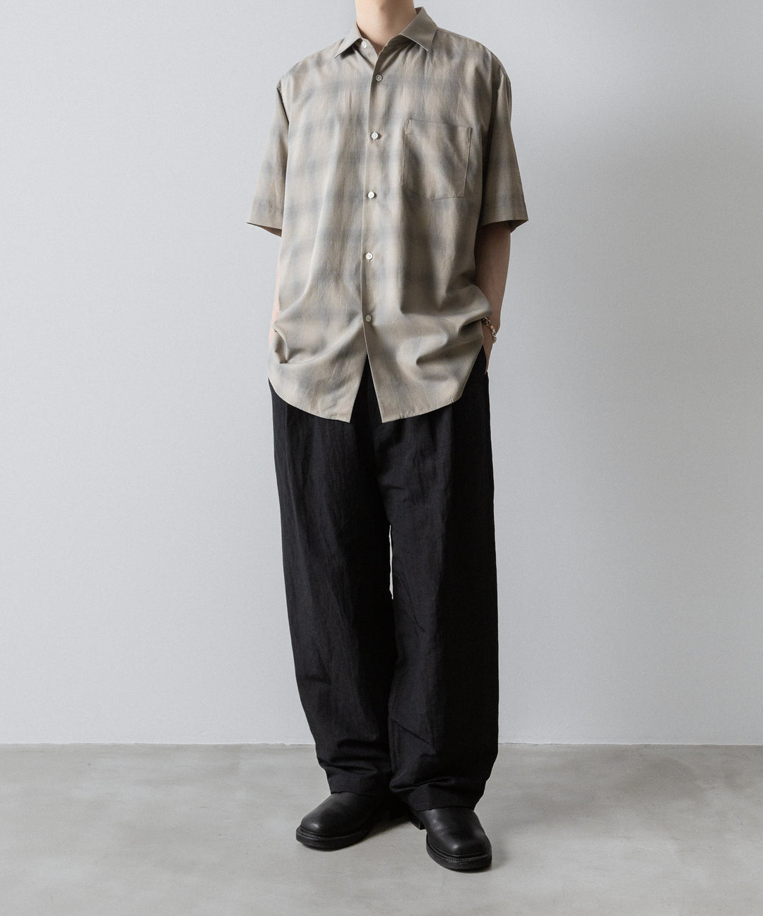 ssstein(シュタイン)のC/R CHECK OVERSIZED SS SHIRT - TAUPE×GREY OMBREの公式通販サイトsession福岡セレクトショップ