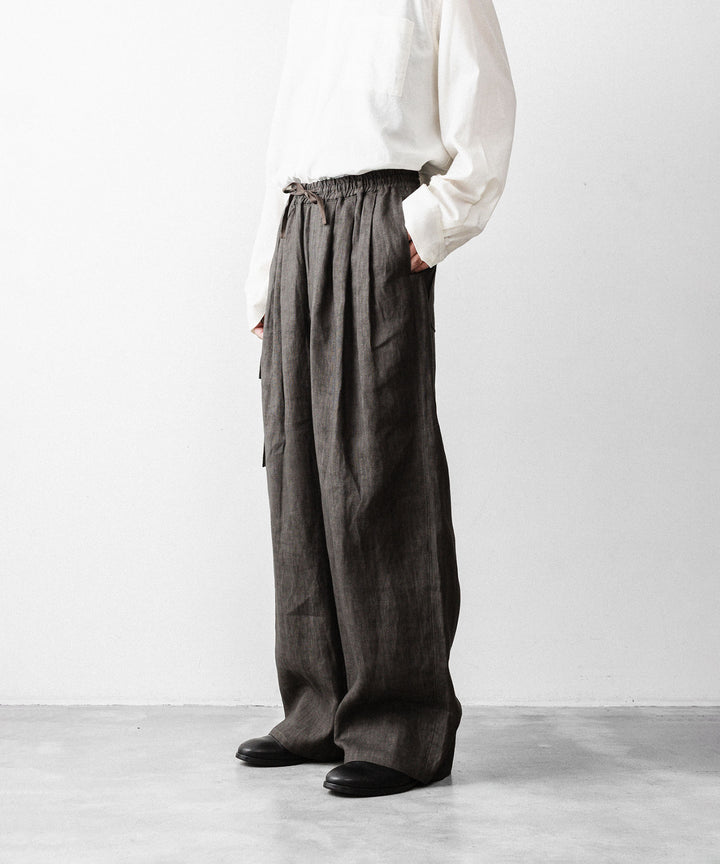 nakedgauge(ネイキッドゲージ)のSUMI LINEN WIDE EASY CARGO PANTS - CHARCOAL GRAYの公式通販サイトsession福岡セレクトショップ