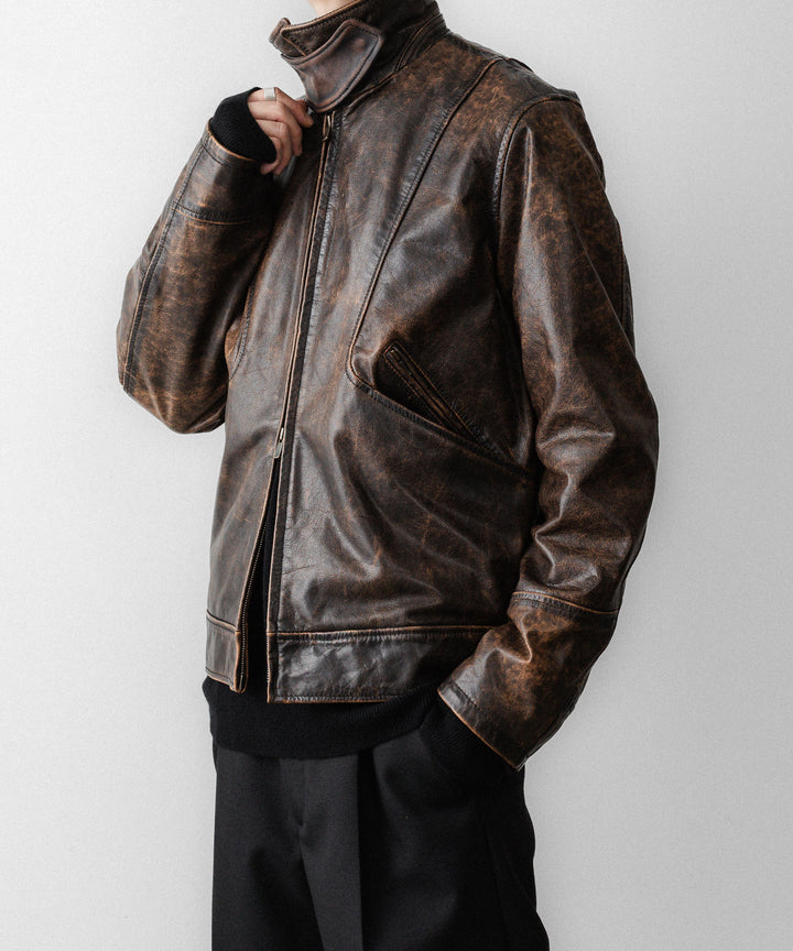 ANTHEM Aアンセムエー のRUSTY BUFFALO LEATHER ZIP BLOUSON - BROWNの公式通販サイトsession福岡セレクトショップ