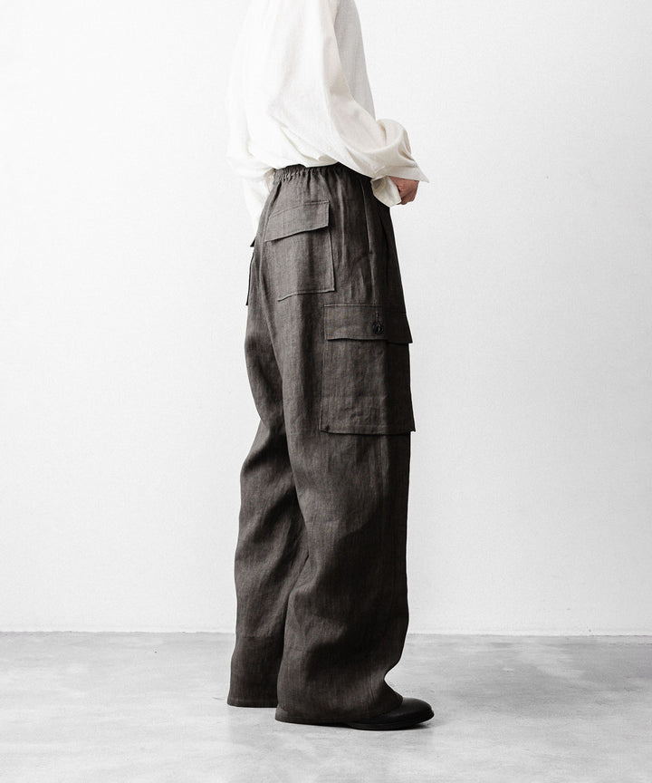 nakedgauge(ネイキッドゲージ)のSUMI LINEN WIDE EASY CARGO PANTS - CHARCOAL GRAYの公式通販サイトsession福岡セレクトショップ
