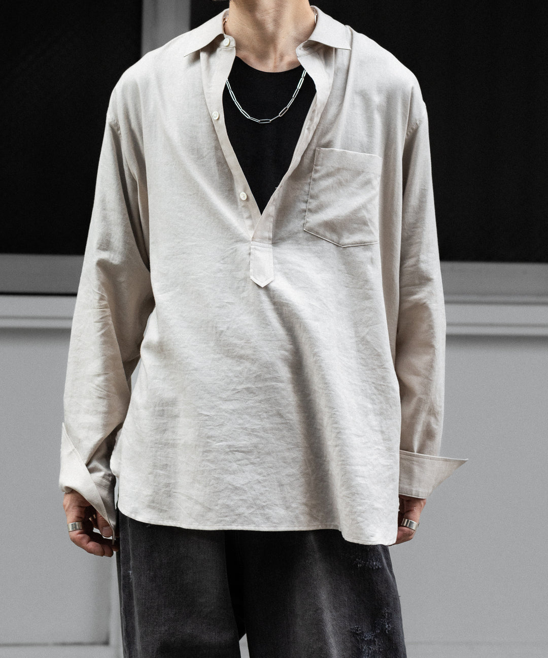 ssstein(シュタイン)のCOTTON/SILK OVERSIZED PULLOVER SHIRT - GREIGEの公式通販サイトsession福岡セレクトショップ