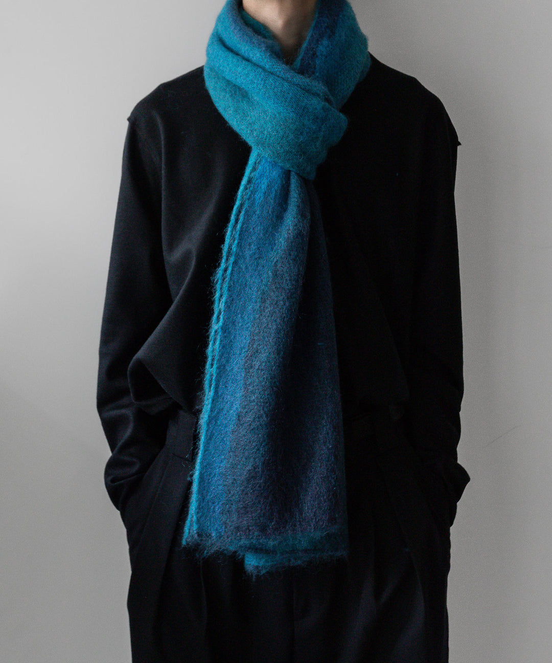 stein(シュタイン)の23AWコレクションGRADATION MOHAIR MUFFLERのBLUE GREEN sessionセッション福岡セレクトショップ 公式通販サイト
