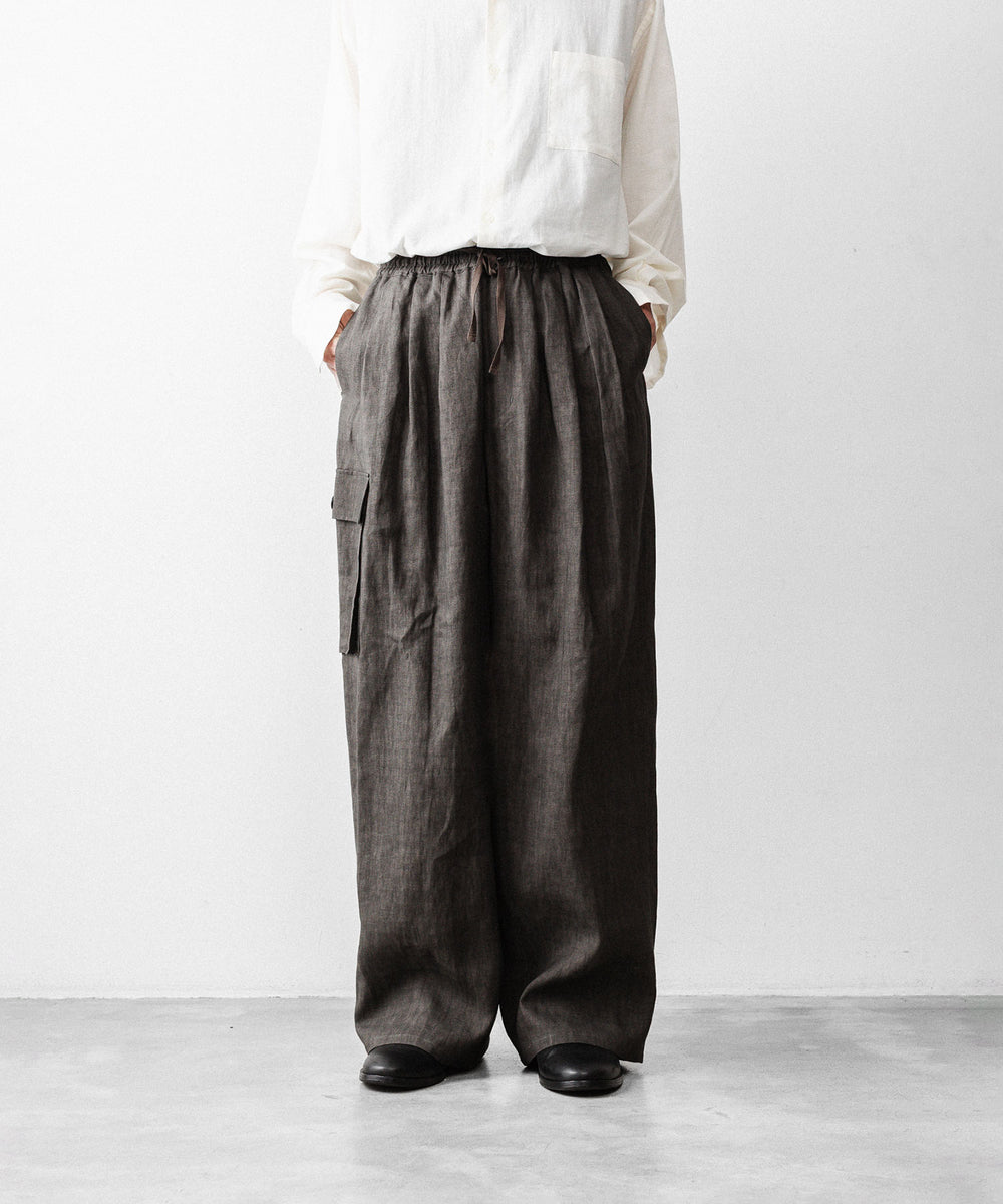 nakedgauge(ネイキッドゲージ)のSUMI LINEN WIDE EASY CARGO PANTS - CHARCOAL GRAYの公式通販サイトsession福岡セレクトショップ