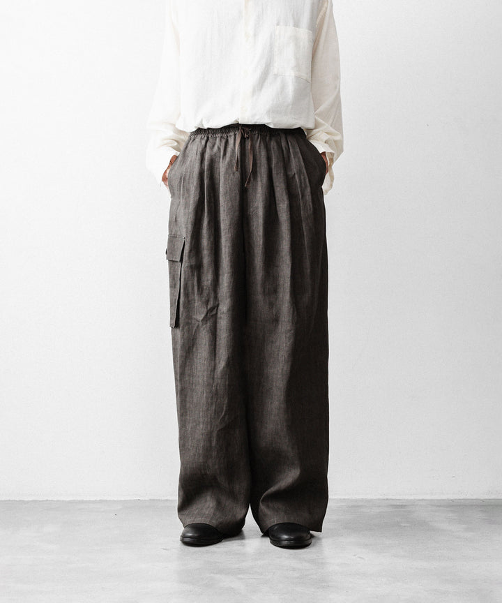 nakedgauge(ネイキッドゲージ)のSUMI LINEN WIDE EASY CARGO PANTS - CHARCOAL GRAYの公式通販サイトsession福岡セレクトショップ