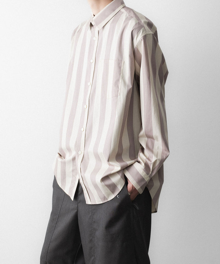 REVERBERATE リバーバレイトのREGULAR COLLAR SHIRT-STのBEIGE×LAVENDER 公式通販サイトsession福岡セレクトショップ