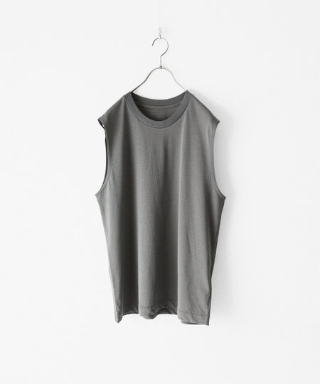 【KANEMASA PHIL.】36G HIGH TWIST SLEEVELESS TEE - CHARCOAL