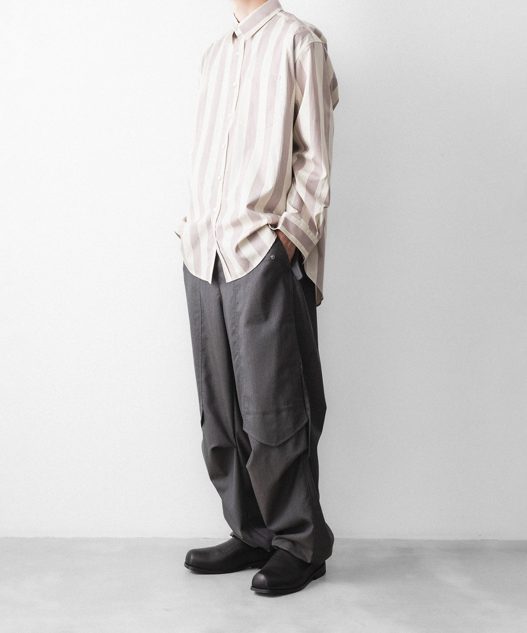 REVERBERATE リバーバレイトのREGULAR COLLAR SHIRT-STのBEIGE×LAVENDER 公式通販サイトsession福岡セレクトショップ
