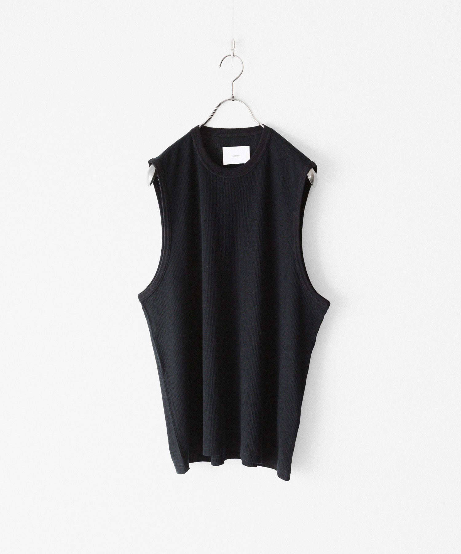 ssstein / シュタイン】FINE WOOL OVERSIZED NO SLEEVE TEE - BLACK