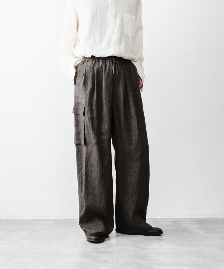 nakedgauge(ネイキッドゲージ)のSUMI LINEN WIDE EASY CARGO PANTS - CHARCOAL GRAYの公式通販サイトsession福岡セレクトショップ