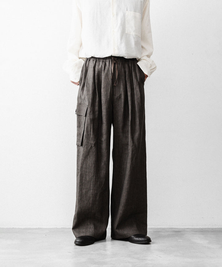 nakedgauge(ネイキッドゲージ)のSUMI LINEN WIDE EASY CARGO PANTS - CHARCOAL GRAYの公式通販サイトsession福岡セレクトショップ