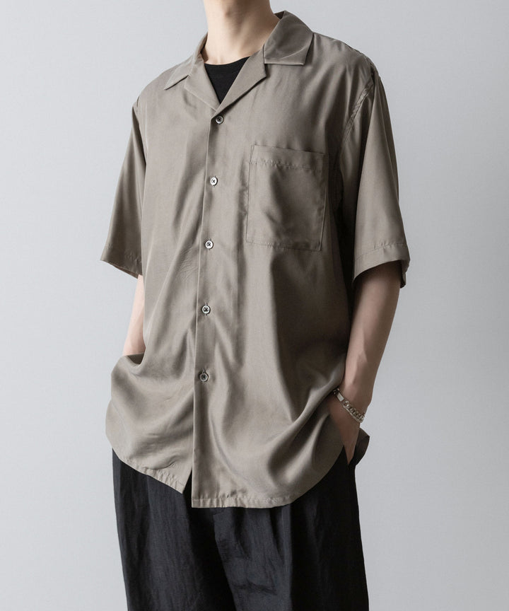 ssstein(シュタイン)のCUPRO TWILL OVERSIZED OPEN COLLAR SS SHIRT - TAUPEの公式通販サイトsession福岡セレクトショップ
