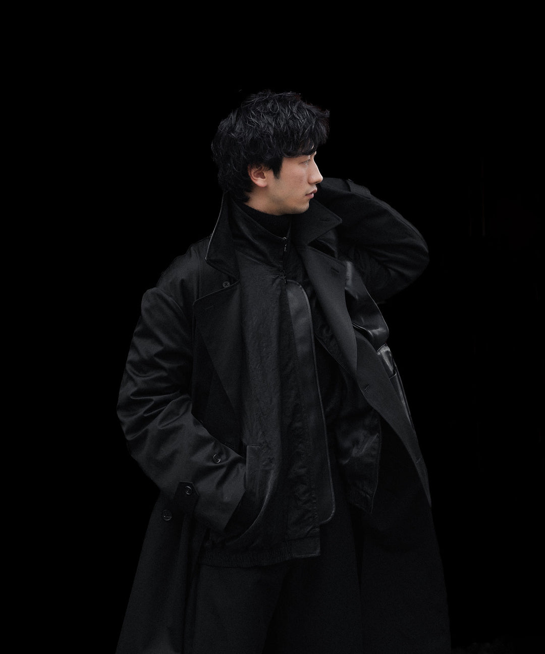 ssstein(シュタイン)のCOTTON SATIN OVERSIZED DOUBLE BREASTED COAT - BLACKの公式通販サイトsession福岡セレクトショップ
