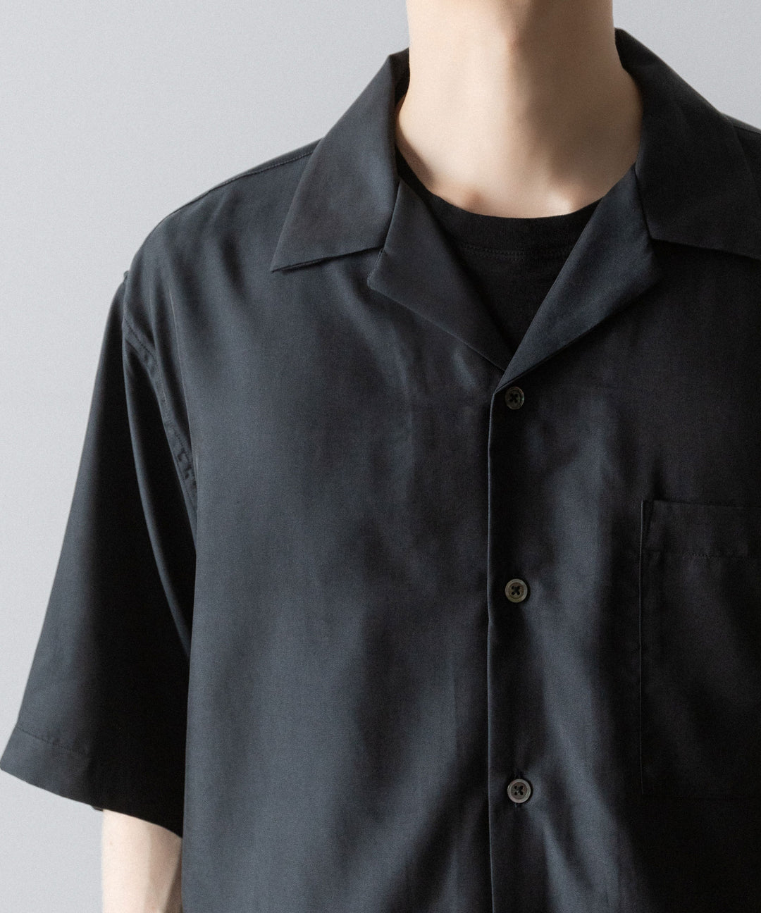 ssstein(シュタイン)のCUPRO TWILL OVERSIZED OPEN COLLAR SS SHIRT - BLACKの公式通販サイトsession福岡セレクトショップ
