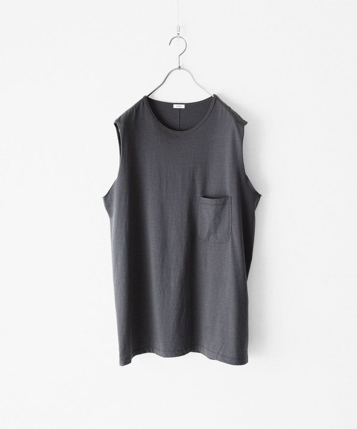 【phebus】COTTN JERSEY SLEEVELESS SHIRT - CHARCOAL