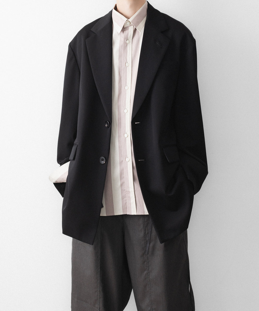 REVERBERATE リバーバレイトのREGULAR COLLAR SHIRT-STのBEIGE×LAVENDER 公式通販サイトsession福岡セレクトショップ