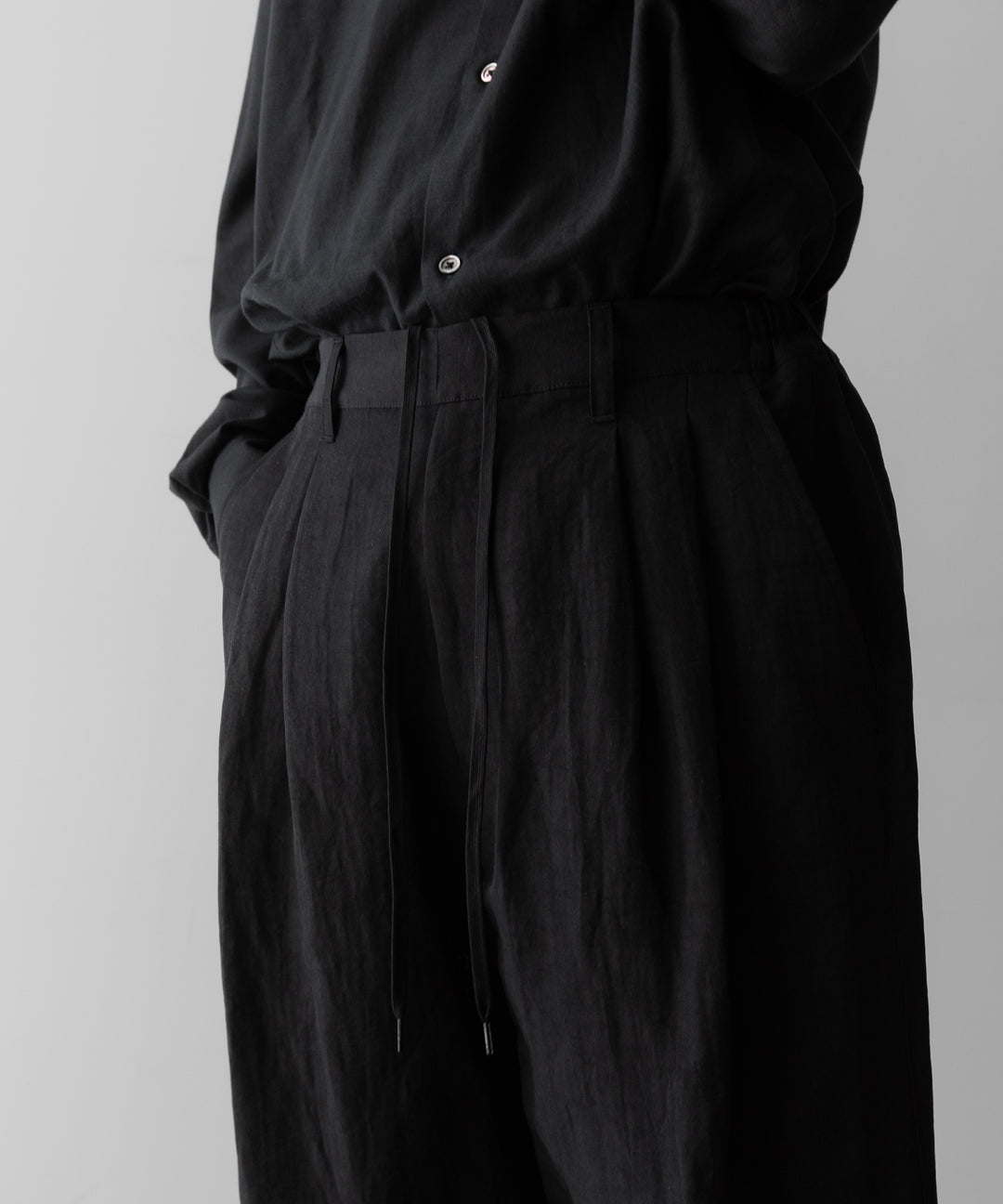 ssstein(シュタイン)のLI/NY POPLIN WIDE EASY TROUSERS - BLACKの公式通販サイトsession福岡セレクトショップ