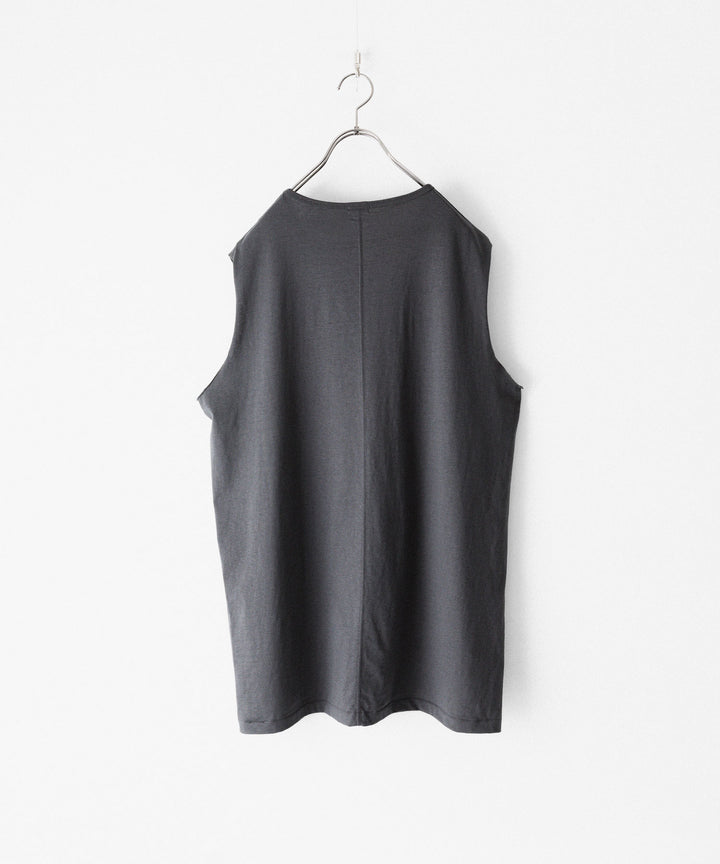 【phebus】COTTN JERSEY SLEEVELESS SHIRT - CHARCOAL
