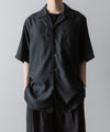 【ssstein】CUPRO TWILL OVERSIZED OPEN COLLAR SS SHIRT - BLACK