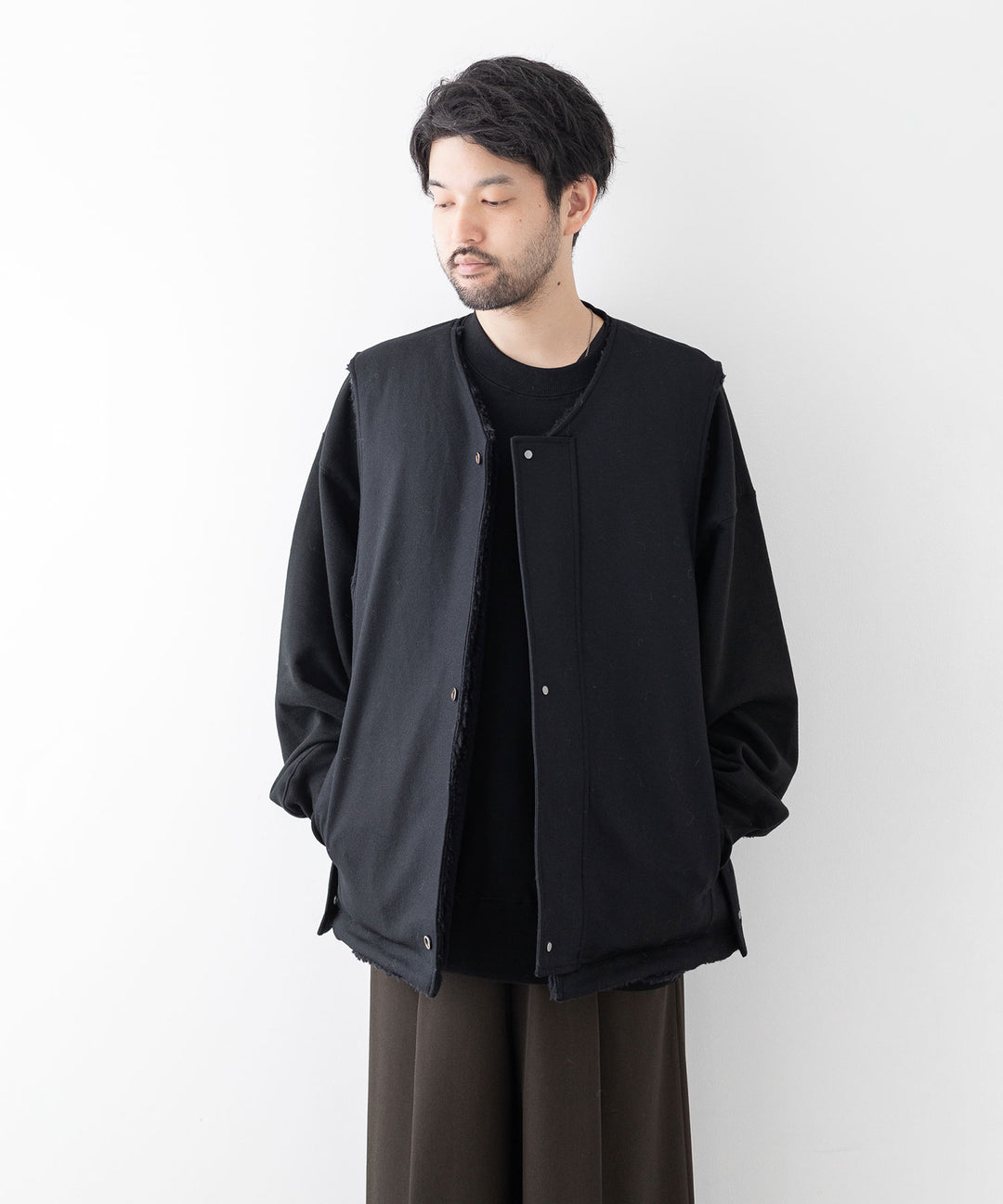 stein(シュタイン)の23AWコレクションWOOL FUR REVERSIBLE VESTのBLACK