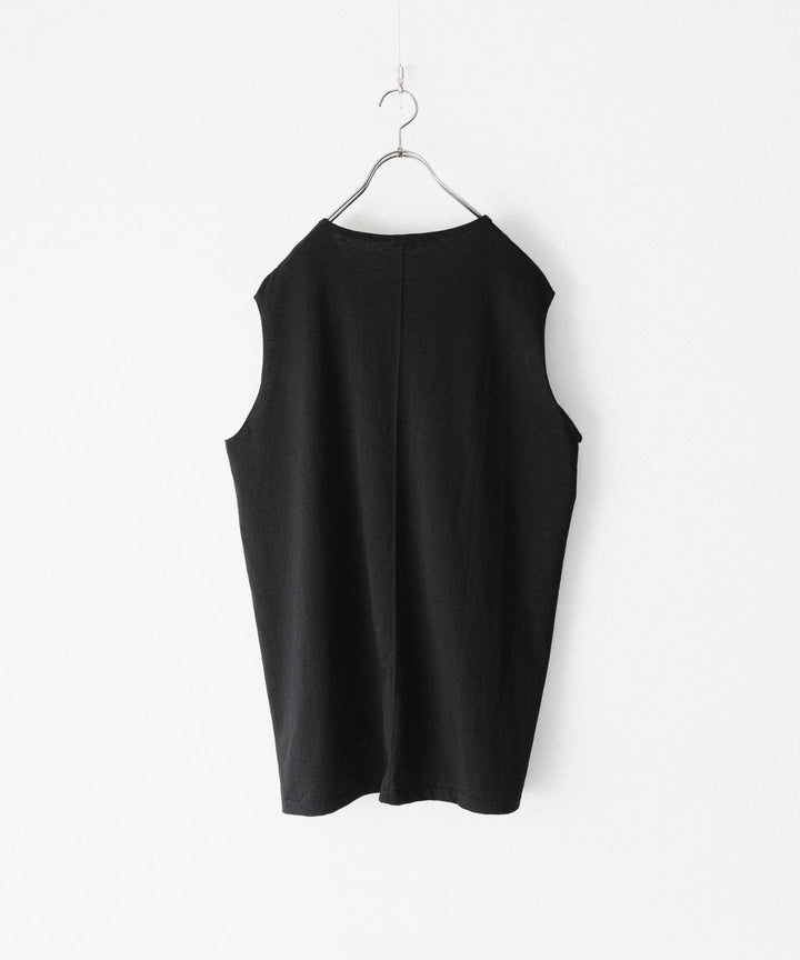 【phebus】COTTN JERSEY SLEEVELESS SHIRT - BLACK
