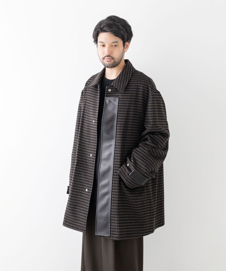 stein(シュタイン)の23AWコレクションLEATHER FLY FRONT LONG JACKETのGINGHAM