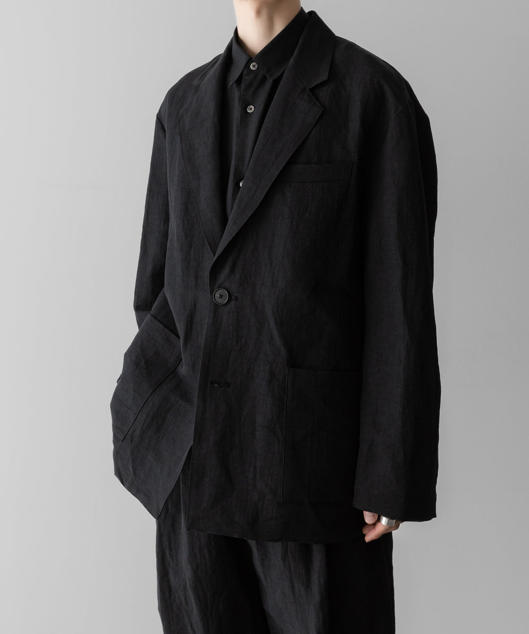 【ssstein】LI/NY POPLIN SINGLE BREASTED JACKET - BLACK