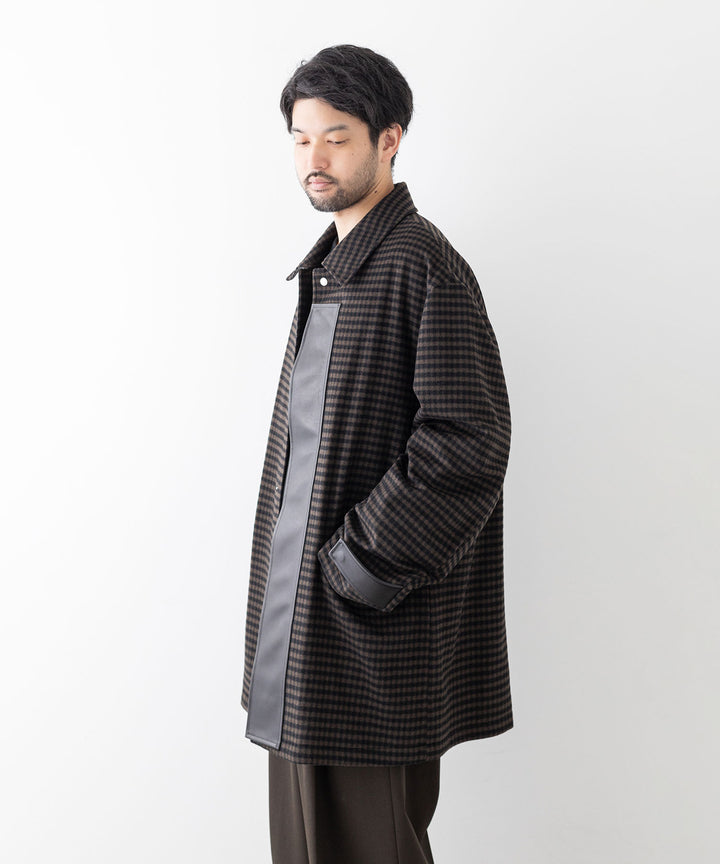 stein(シュタイン)の23AWコレクションLEATHER FLY FRONT LONG JACKETのGINGHAM