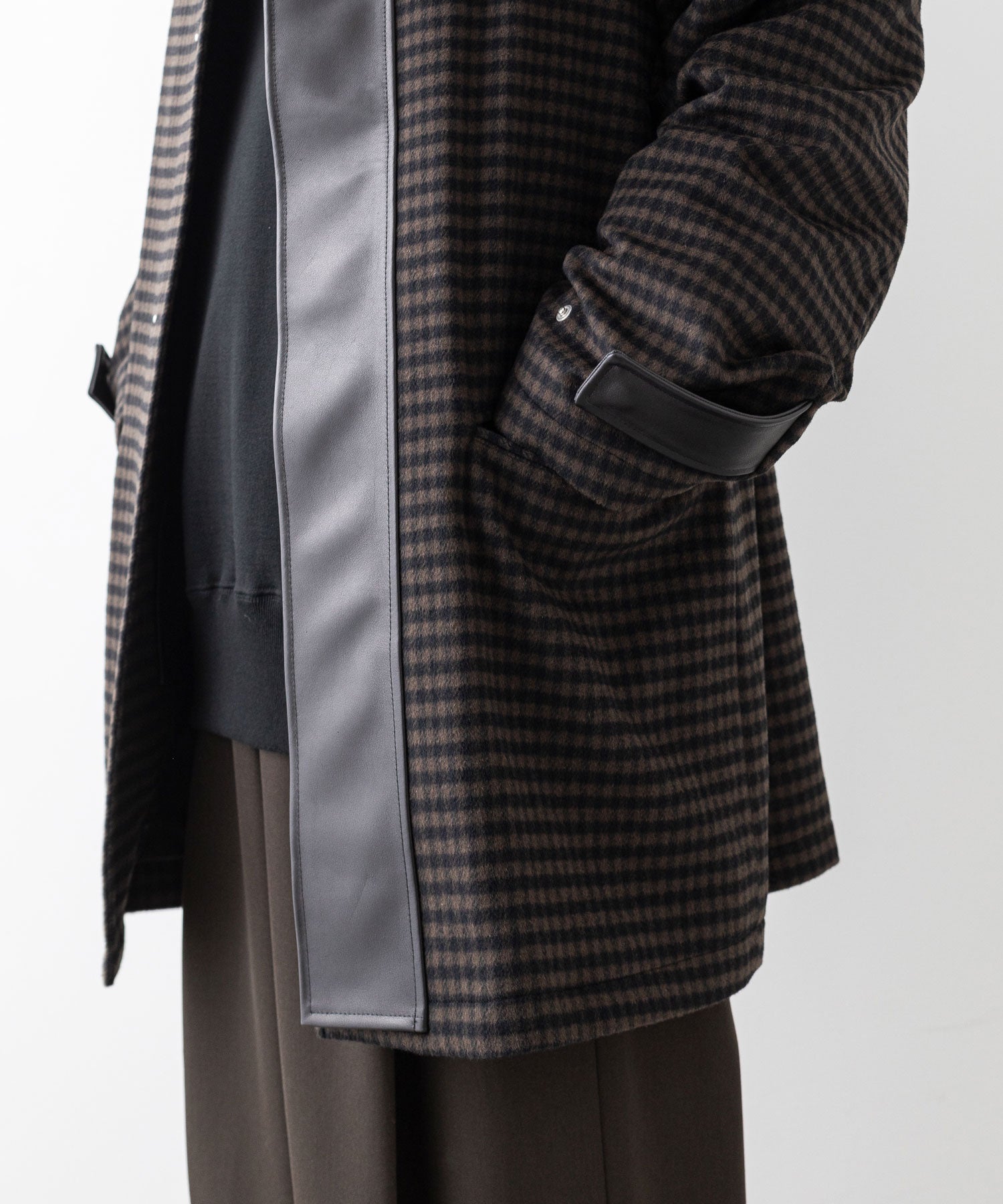 stein / シュタイン】LEATHER FLY FRONT LONG JACKET - GINGHAM | 公式 