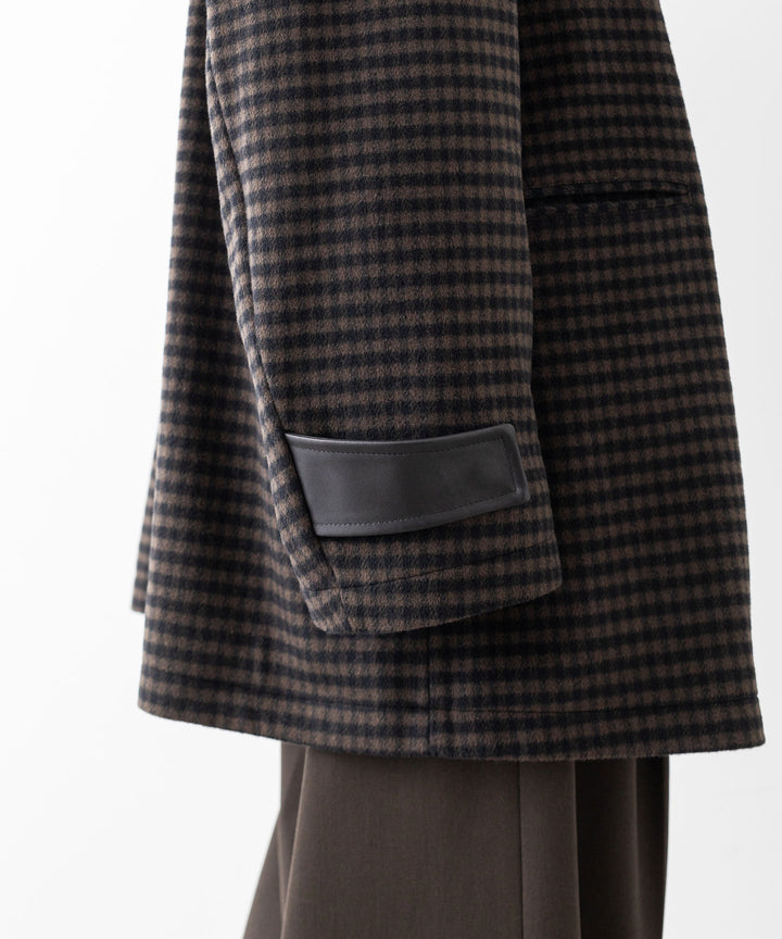 stein(シュタイン)の23AWコレクションLEATHER FLY FRONT LONG JACKETのGINGHAM