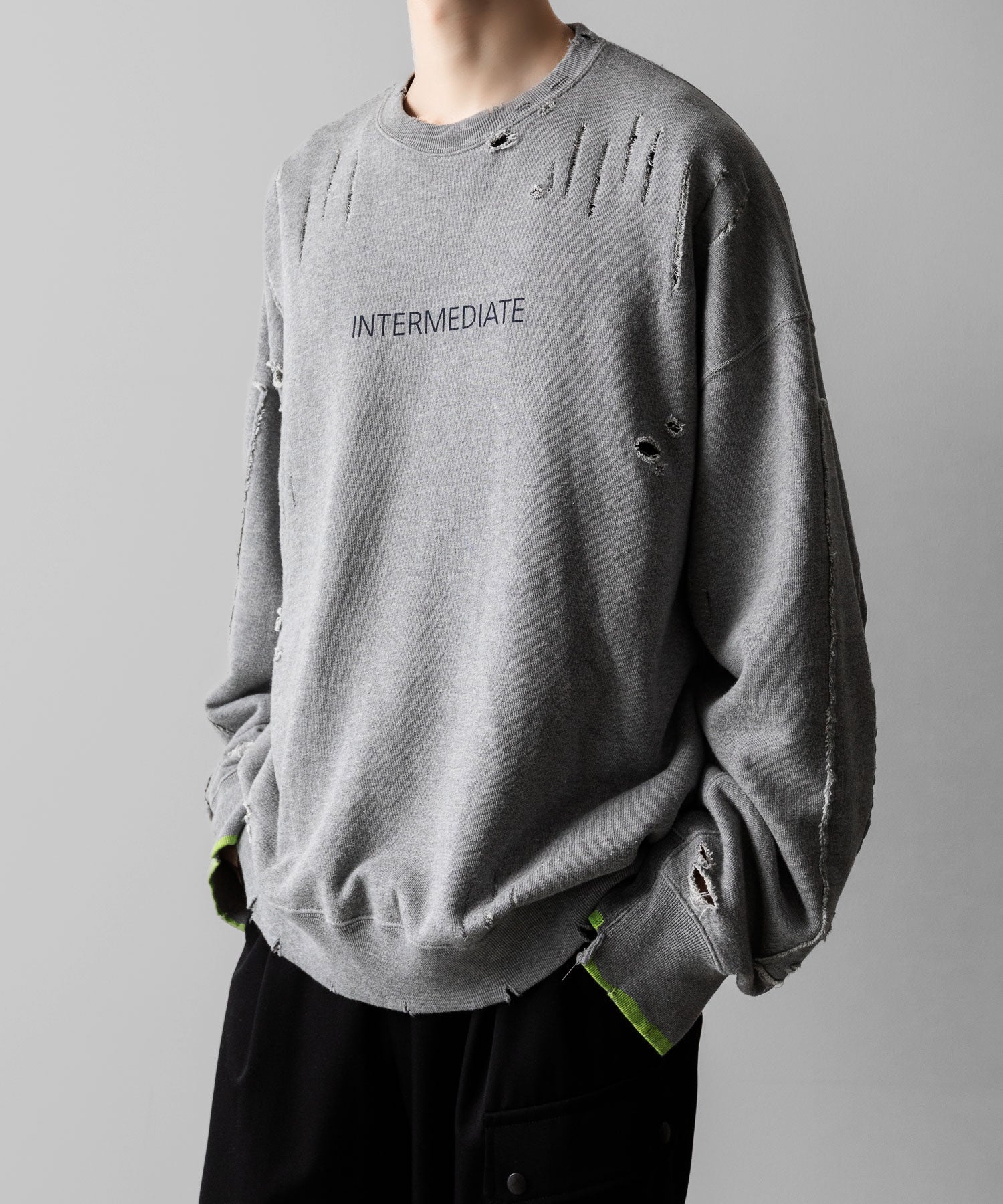 【ssstein】OVERSIZED REBUILD SWEAT LS - TOP GREY