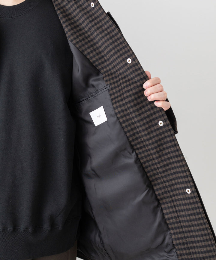 stein(シュタイン)の23AWコレクションLEATHER FLY FRONT LONG JACKETのGINGHAM