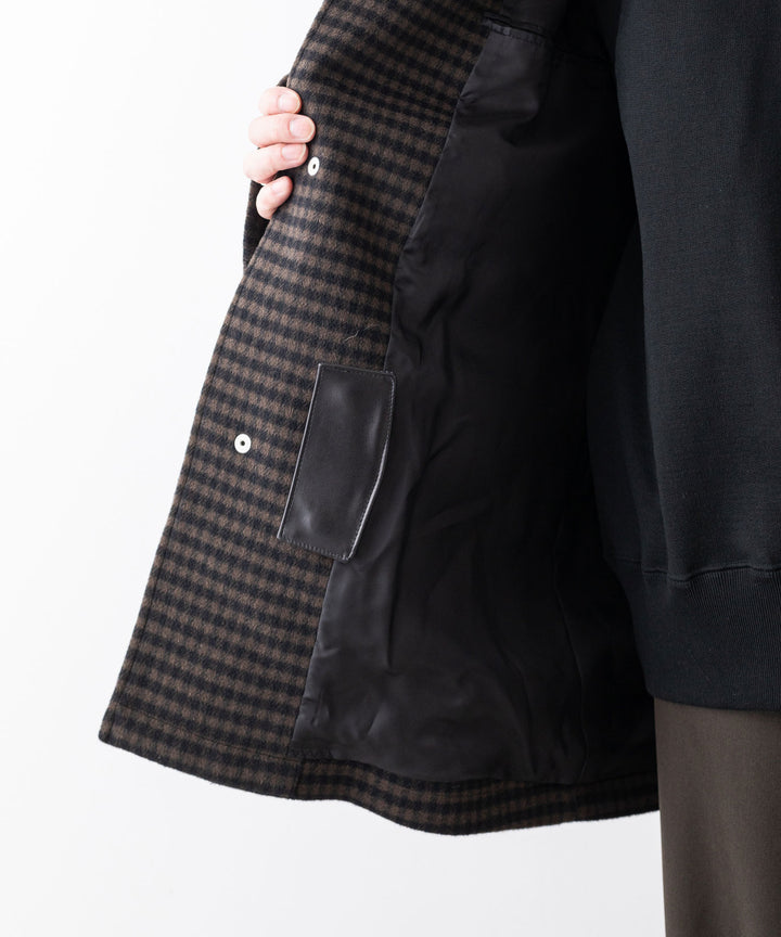 stein(シュタイン)の23AWコレクションLEATHER FLY FRONT LONG JACKETのGINGHAM