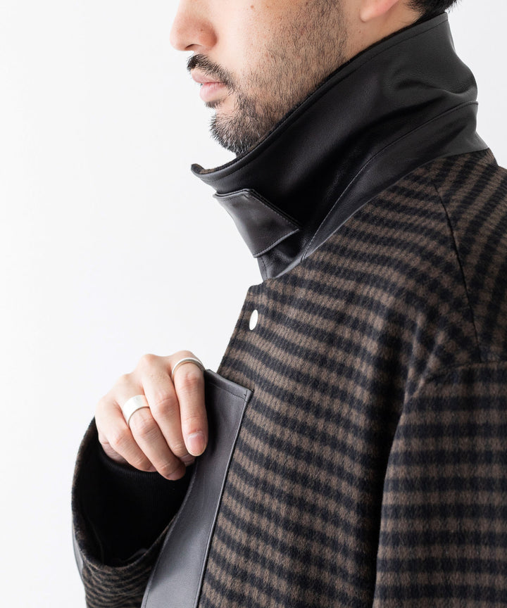 stein(シュタイン)の23AWコレクションLEATHER FLY FRONT LONG JACKETのGINGHAM