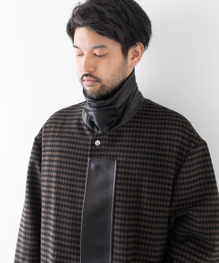 stein(シュタイン)の23AWコレクションLEATHER FLY FRONT LONG JACKETのGINGHAM