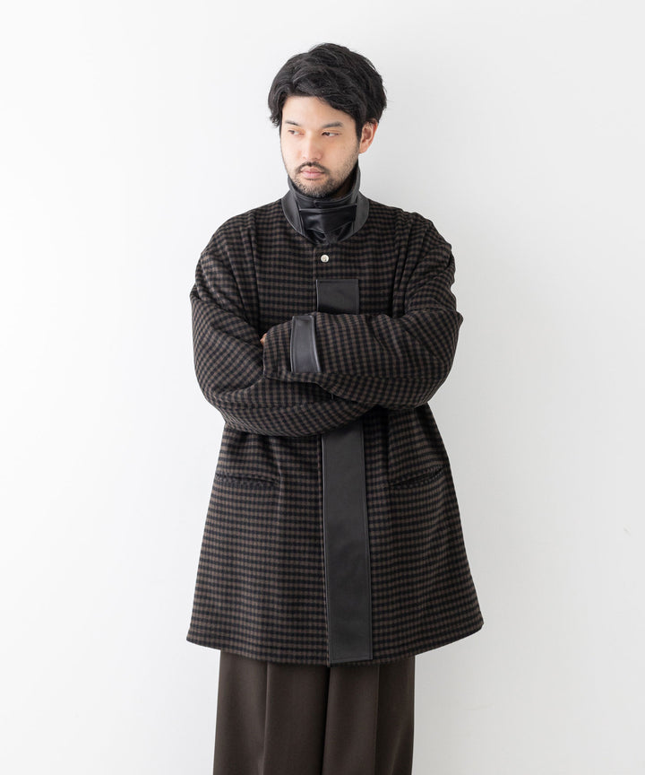 stein(シュタイン)の23AWコレクションLEATHER FLY FRONT LONG JACKETのGINGHAM