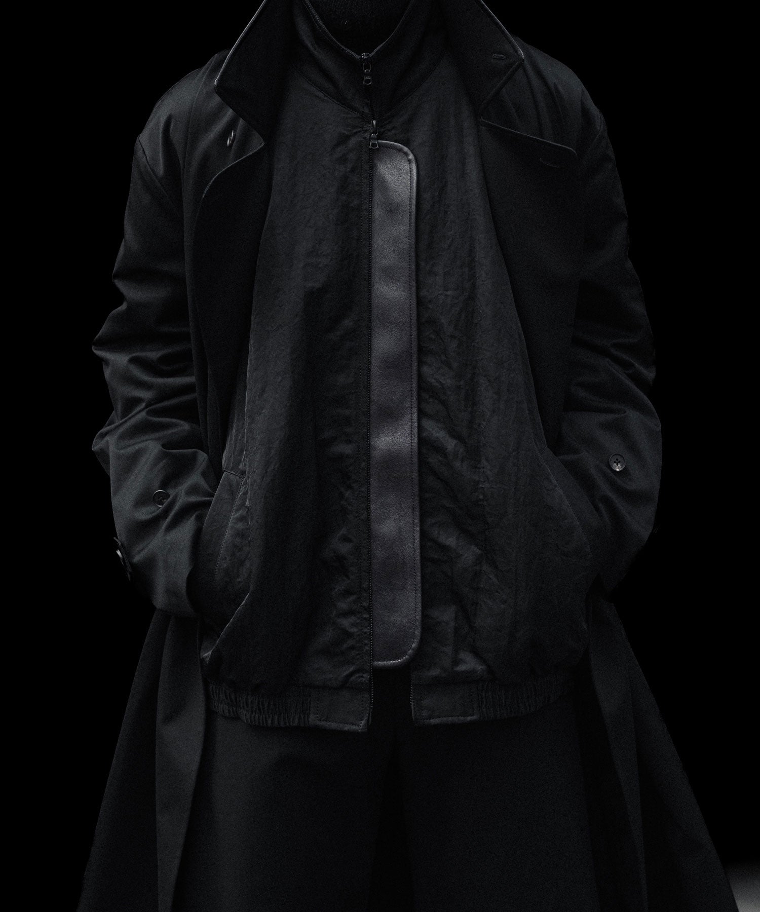 ssstein / シュタイン】SHRUNK NYLON OVERSIZED FLIGHT JACKET - BLACK