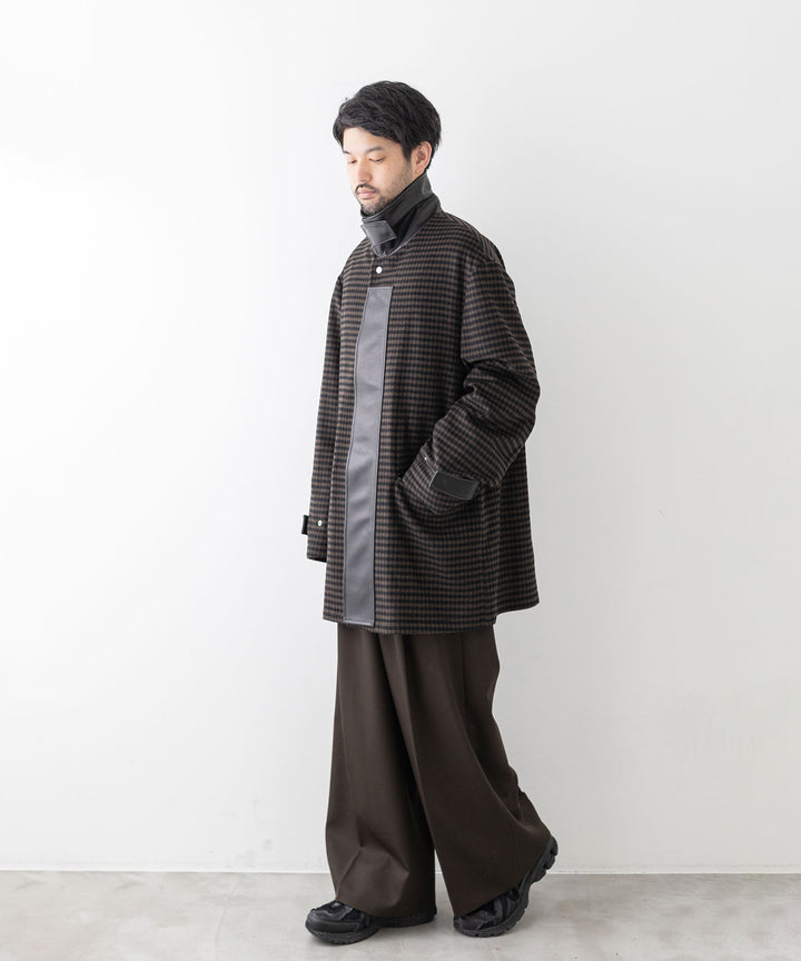 stein(シュタイン)の23AWコレクションLEATHER FLY FRONT LONG JACKETのGINGHAM