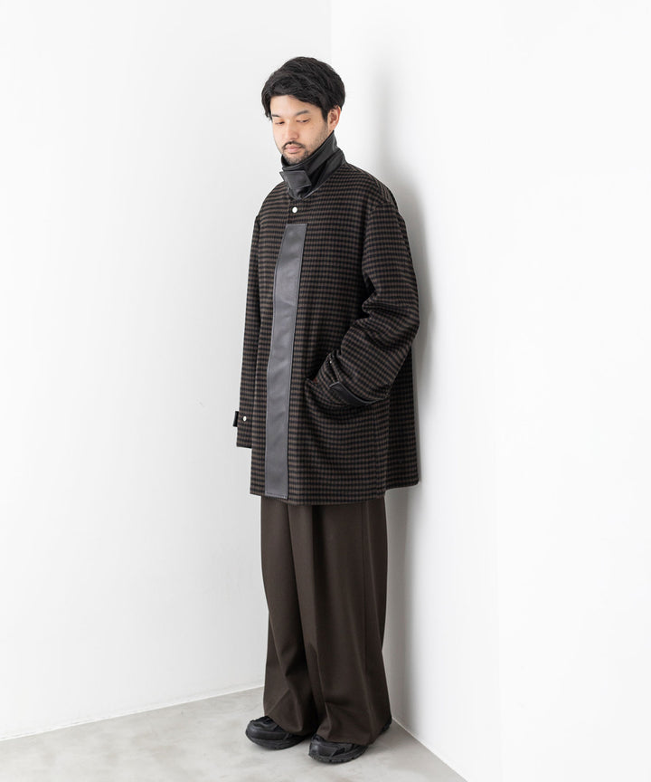stein(シュタイン)の23AWコレクションLEATHER FLY FRONT LONG JACKETのGINGHAM