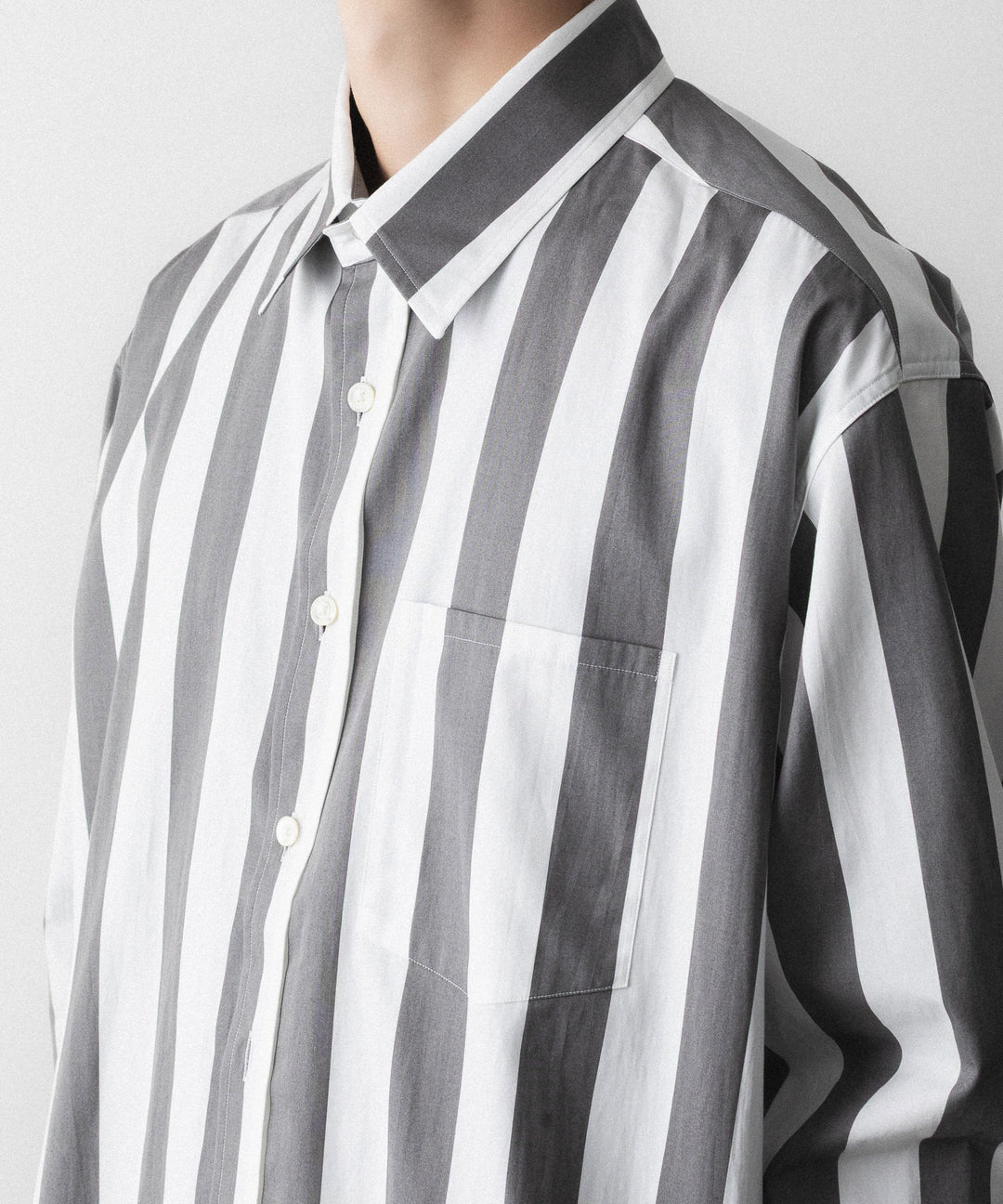 REVERBERATE リバーバレイトのREGULAR COLLAR SHIRT-STのWHITE×CHARCOAL 公式通販サイトsession福岡セレクトショップ