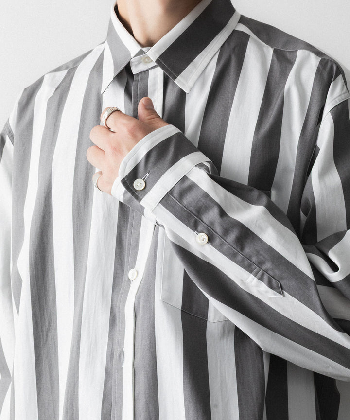 REVERBERATE リバーバレイトのREGULAR COLLAR SHIRT-STのWHITE×CHARCOAL 公式通販サイトsession福岡セレクトショップ