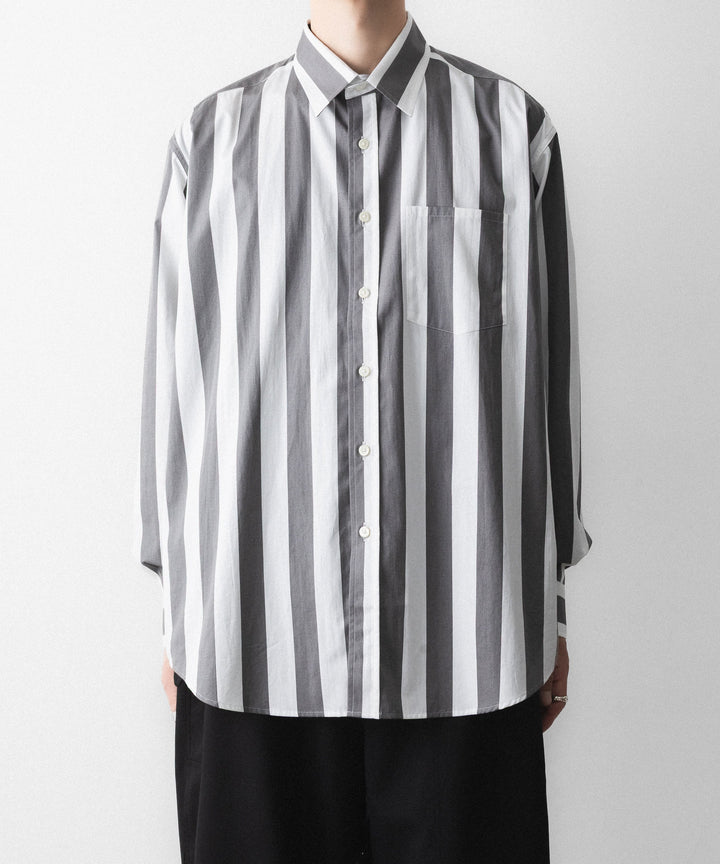REVERBERATE リバーバレイトのREGULAR COLLAR SHIRT-STのWHITE×CHARCOAL 公式通販サイトsession福岡セレクトショップ