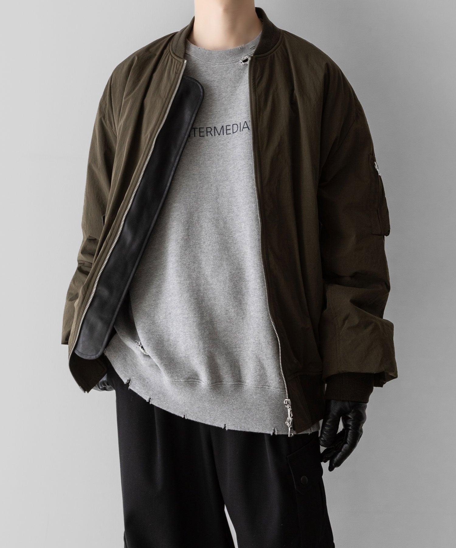 【ssstein】OVERSIZED REBUILD SWEAT LS - TOP GREY