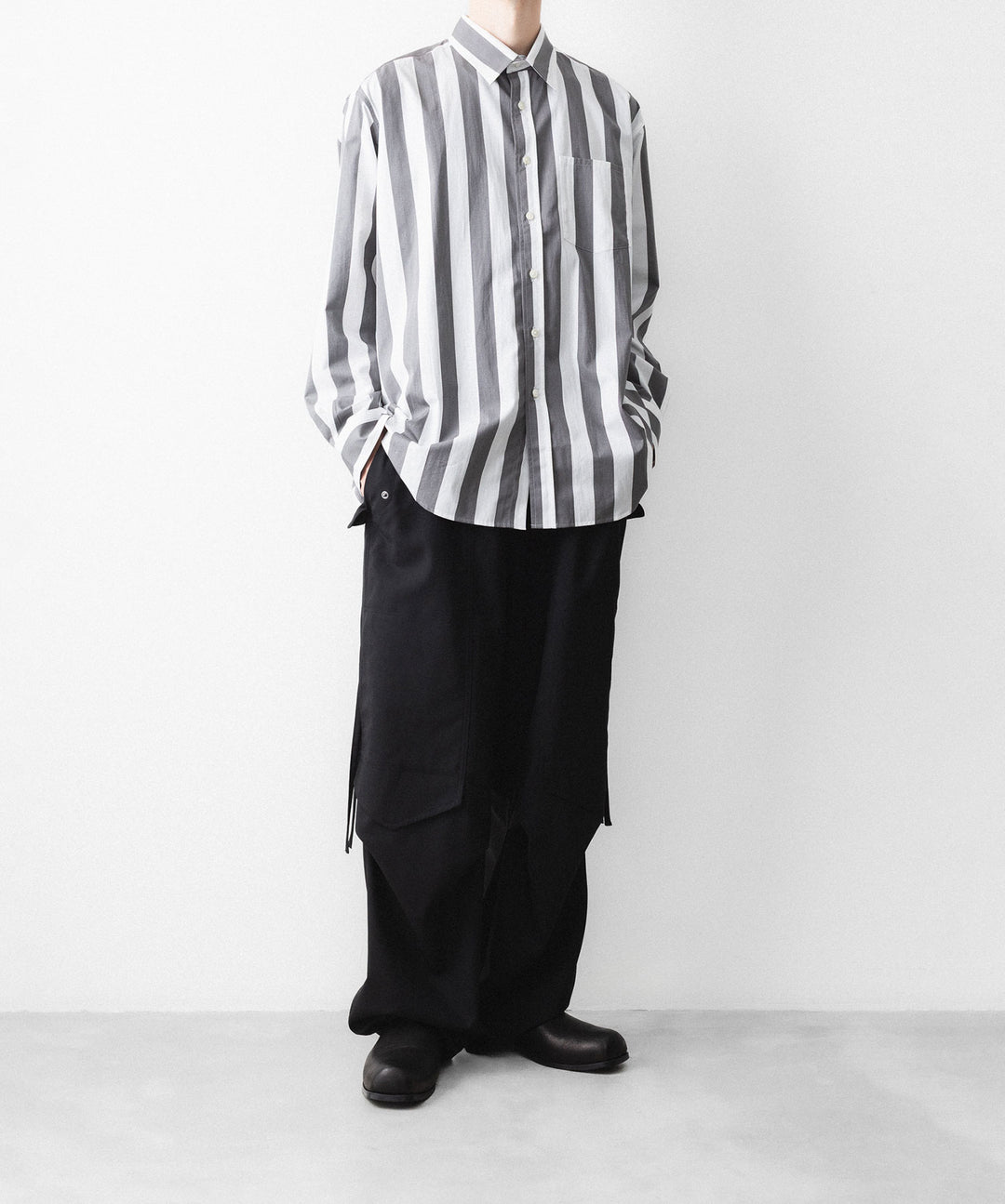 REVERBERATE リバーバレイトのREGULAR COLLAR SHIRT-STのWHITE×CHARCOAL 公式通販サイトsession福岡セレクトショップ
