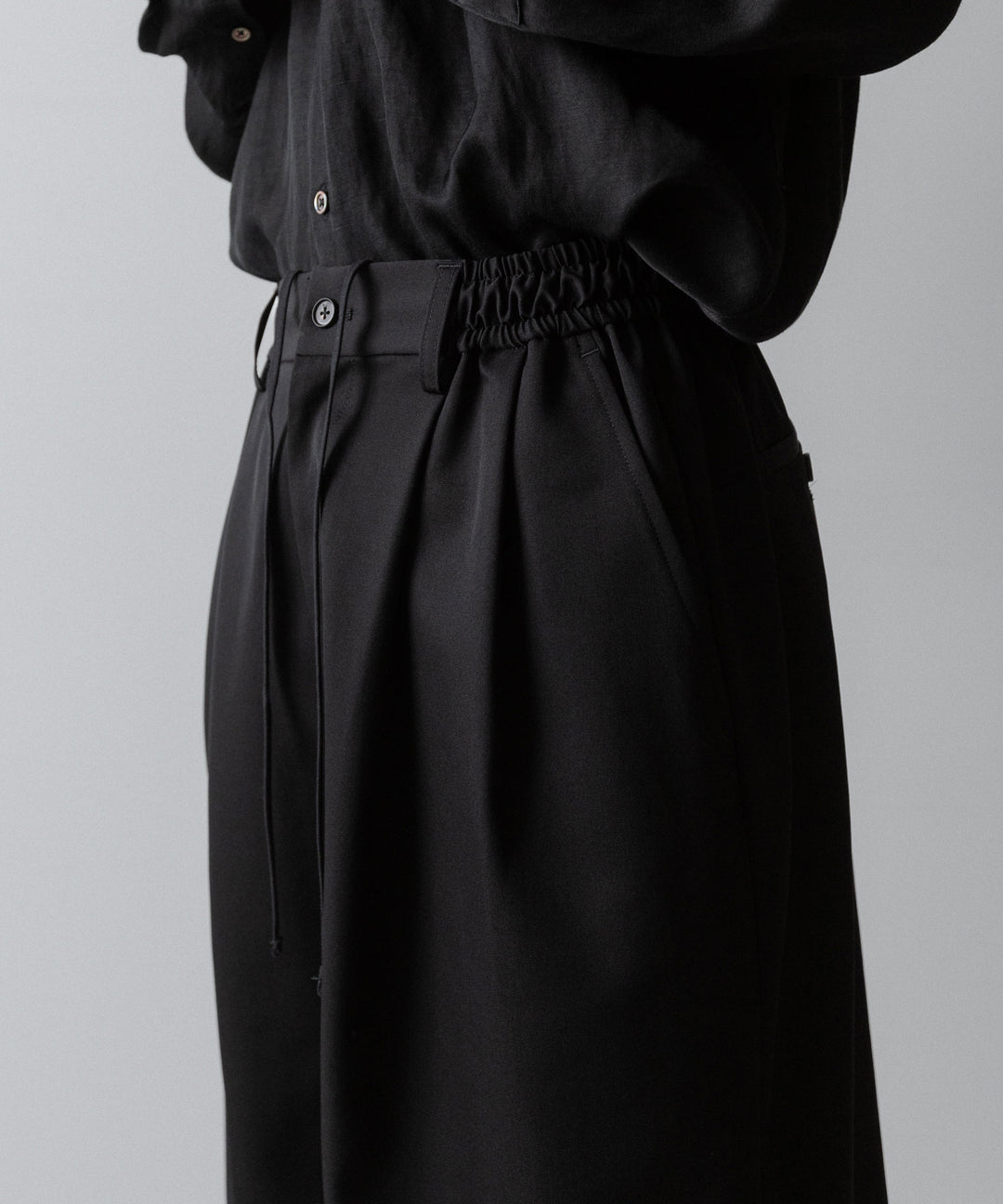 ssstein(シュタイン)の WIDE EASY SHORT TROUSERS(2/90 WOOL GABARDINE) - BLACKの公式通販サイトsession福岡セレクトショップ