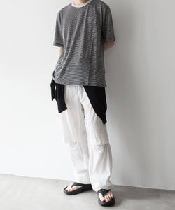 【ssstein】STRIPED WOOL OVERSIZED SHORT SLEEVE TEE - OFF