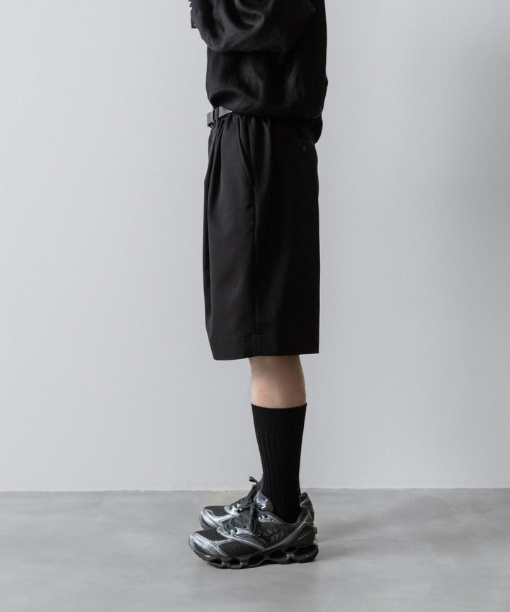 ssstein(シュタイン)の WIDE EASY SHORT TROUSERS(2/90 WOOL GABARDINE) - BLACKの公式通販サイトsession福岡セレクトショップ