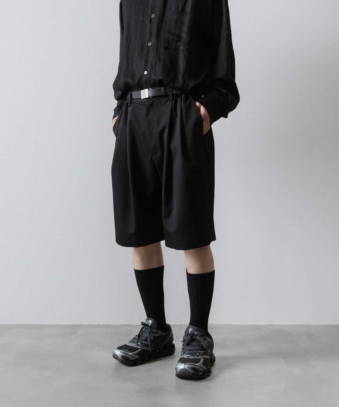 ssstein(シュタイン)の WIDE EASY SHORT TROUSERS(2/90 WOOL GABARDINE) - BLACKの公式通販サイトsession福岡セレクトショップ